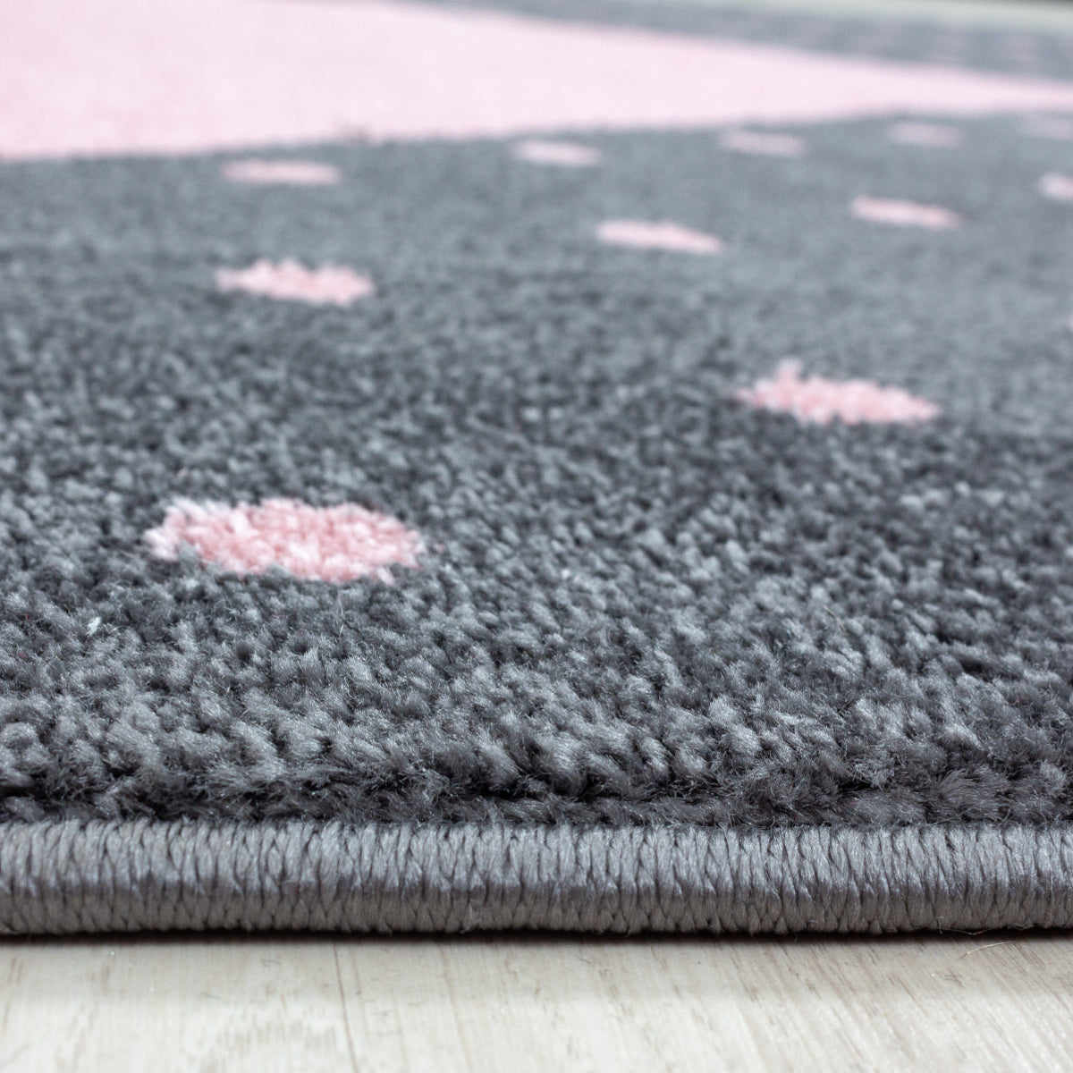 Bambi Kinder Läufer Teppich Design 830 – Herzmotiv in Pink (80 x 150 cm)