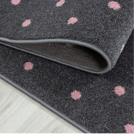 Bambi Kinder Läufer Teppich Design 830 – Herzmotiv in Pink (80 x 150 cm)