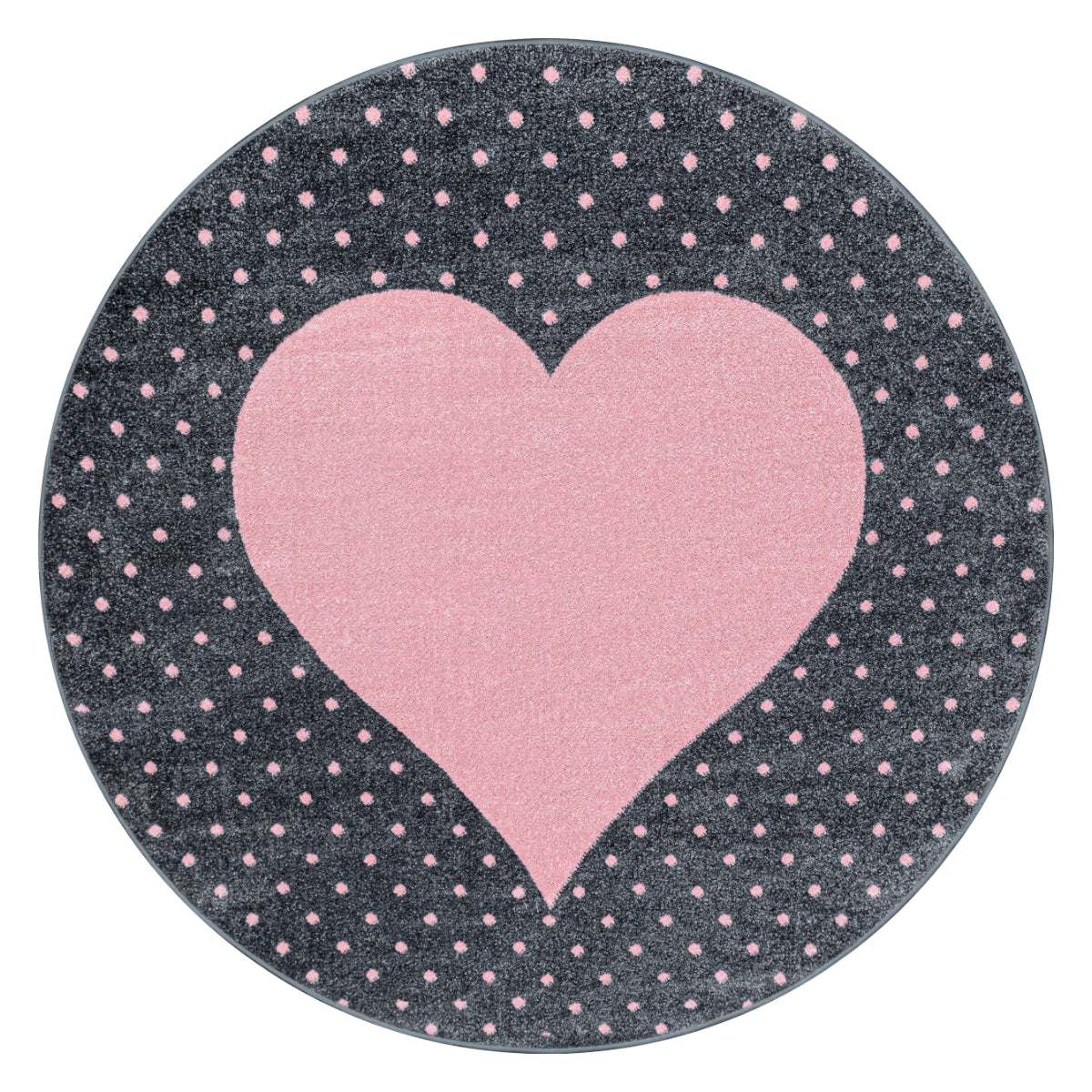 Bambi Kinder Teppich Rund Design 830 – Herzmotiv in Pink 2 Größen