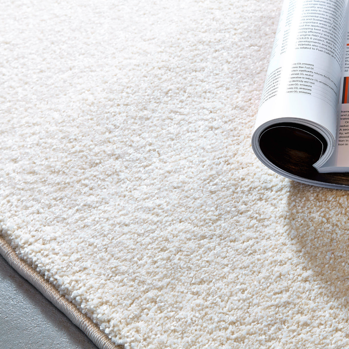 Samoa creme – C.000 WM Web-Teppich - Hochflor Uni - nach Maß, gekettelt