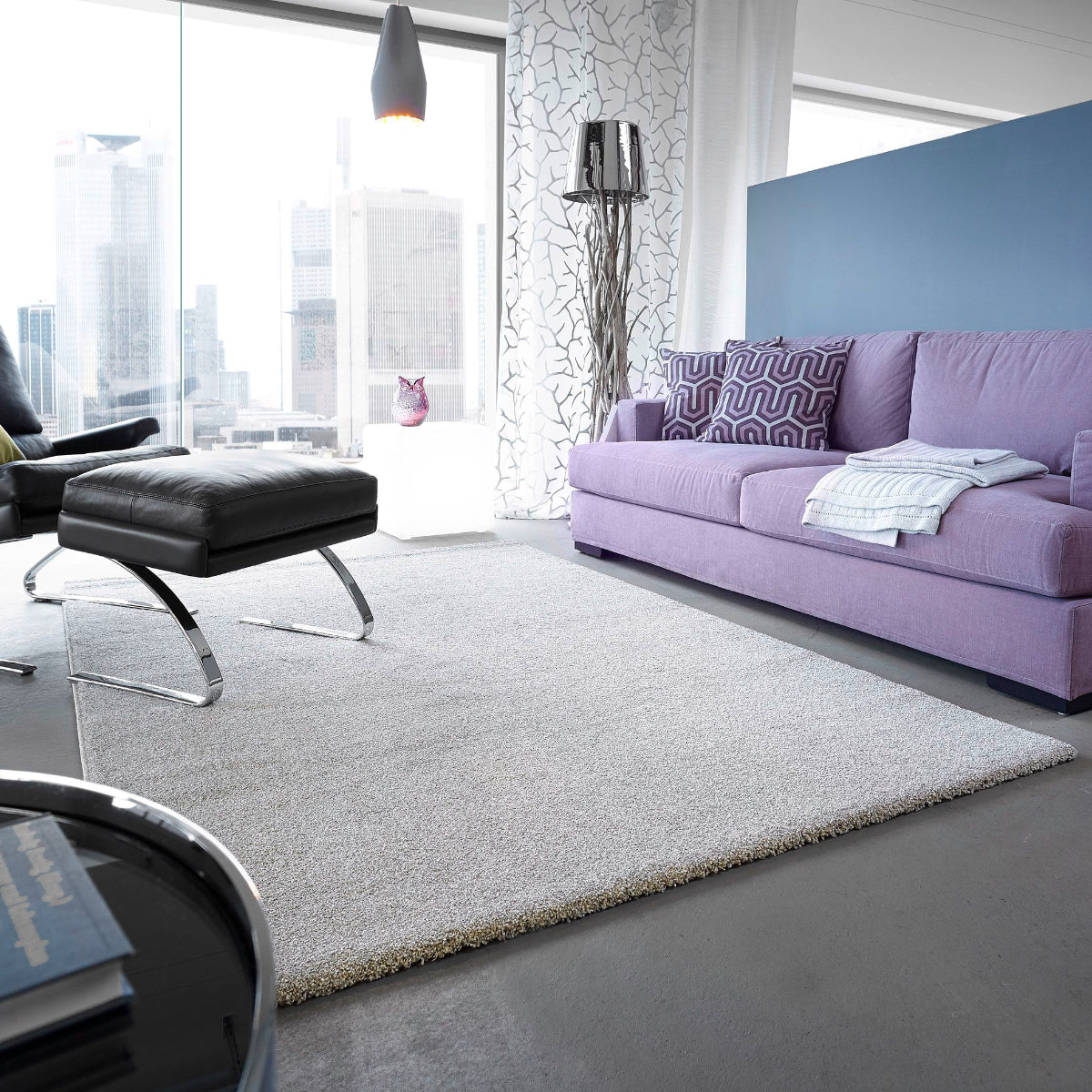 Samoa silber – C.004 WM Web-Teppich - Hochflor Uni - nach Maß, gekettelt