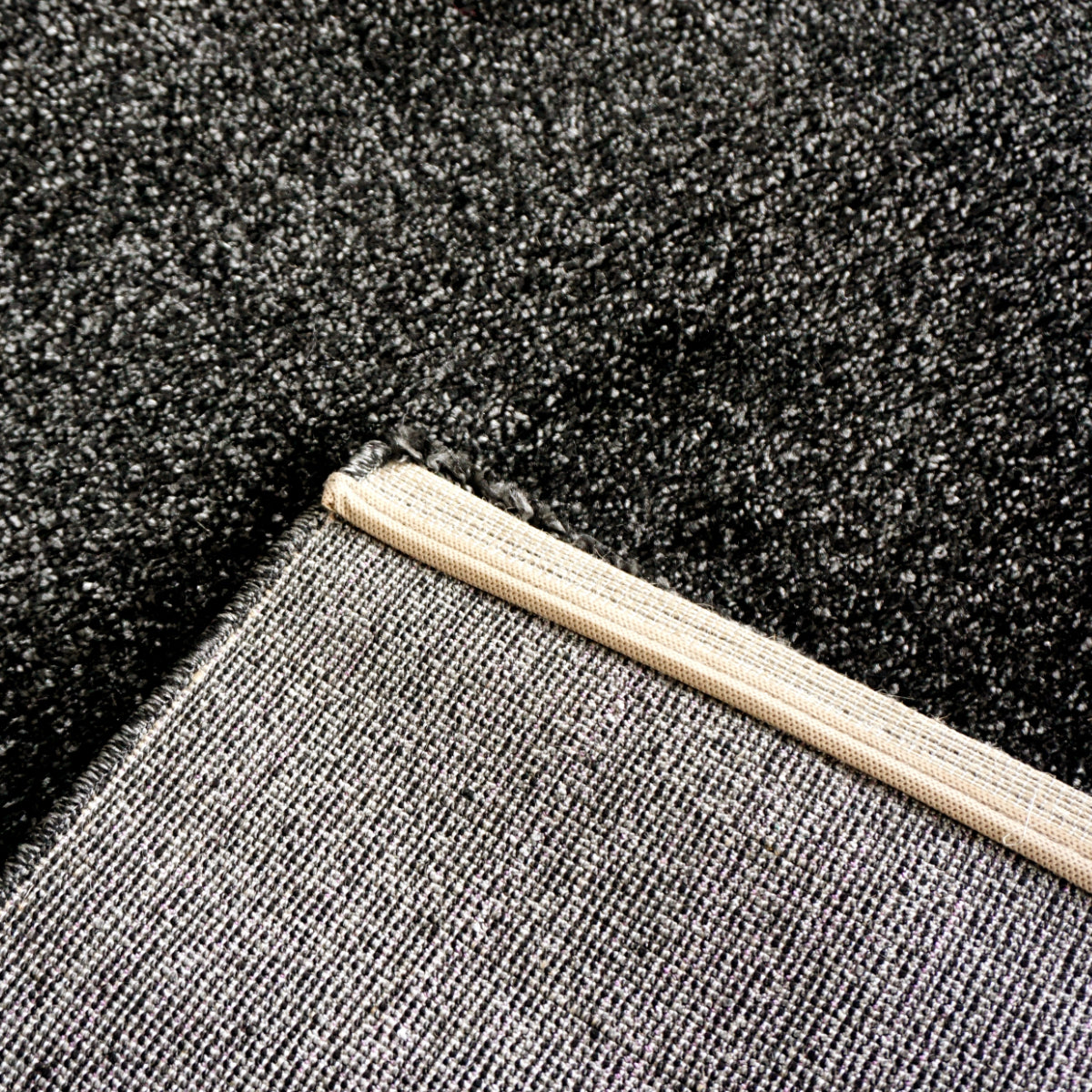 Samoa anthrazit – C.040 WM Web-Teppich - Hochflor Uni - nach Maß, gekettelt