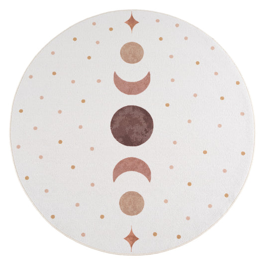 Kinderteppich Coco 1136 Sonne-Mond-Sterne Creme Rund in 3 Größen