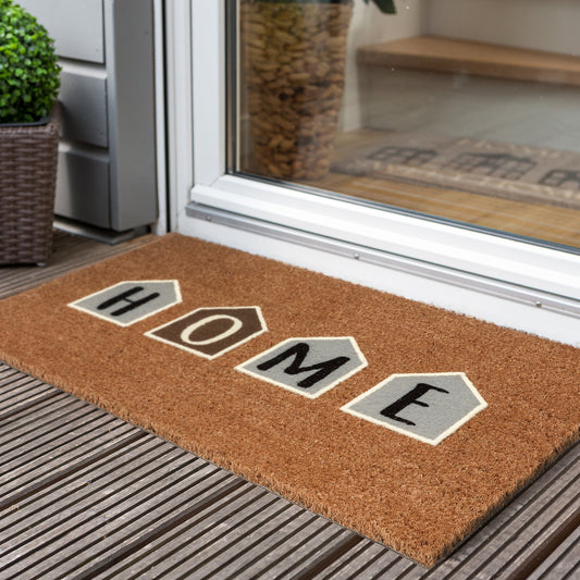 Coco Design Kokosmatte Türmatte Fußmatte 06 Home Häuser 45 x 75 cm