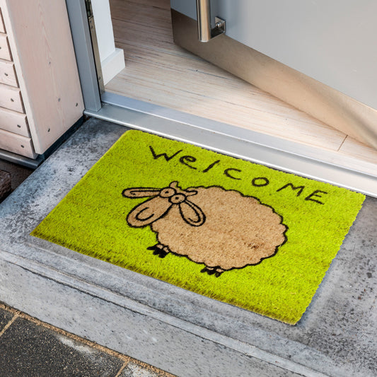 Coco Style Kokosmatte Türmatte Fußmatte 08 Welcome Schaf 40 x 60 cm