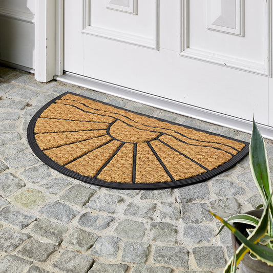 Kokosmatte Coco Deluxe Light D.04 Sonne halbrund 45 x 75 cm