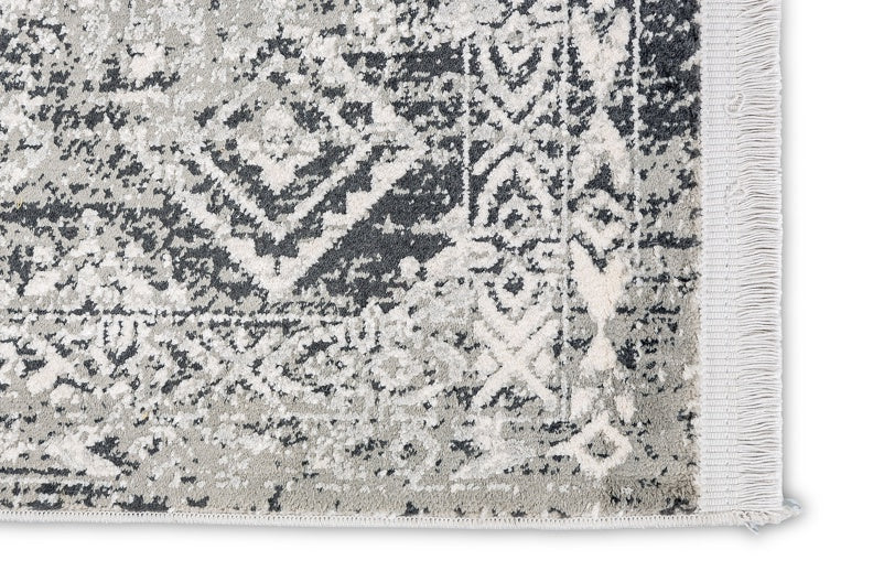 Positano - 203 004 - Bordüre grau/creme - schick gemusterter Kurzflor-Teppich, 4 Designs, 4 Größen