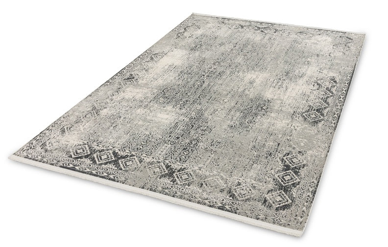 Positano - 203 004 - Bordüre grau/creme - schick gemusterter Kurzflor-Teppich, 4 Designs, 4 Größen