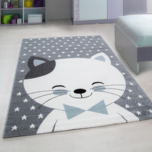 Laden Sie das Bild in den Galerie-Viewer, Kids Katze Kinderteppich Teppich 0550 1blau in 5 Größen
