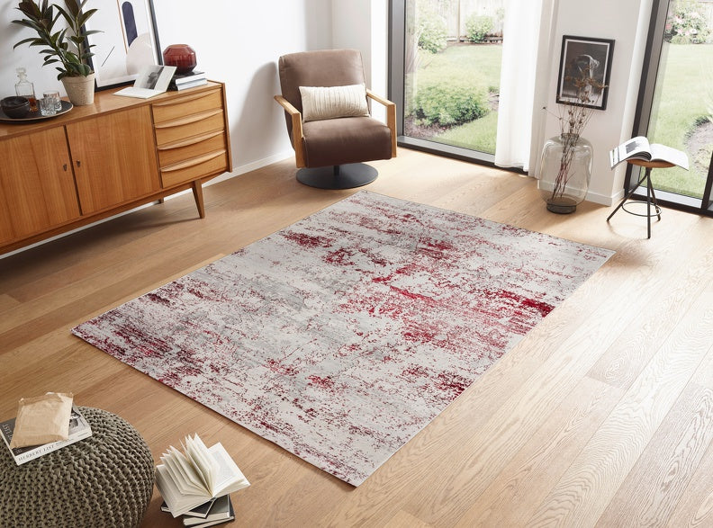 Antea - 6626 201 010 – Vintage rot/creme - schick gemusterter Kurzflor-Teppich, 2 Designs, 3 Größen