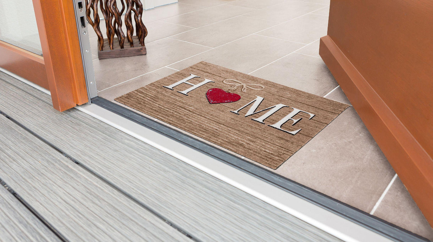 Homelike Türmatte Fußmatte 11676 58 Holz Herz Home beige 40 x 60 cm