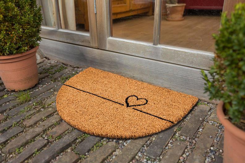 Coco Smart Fußmatte Kokos Herz 9133001 halbrund 40 x 60 cm