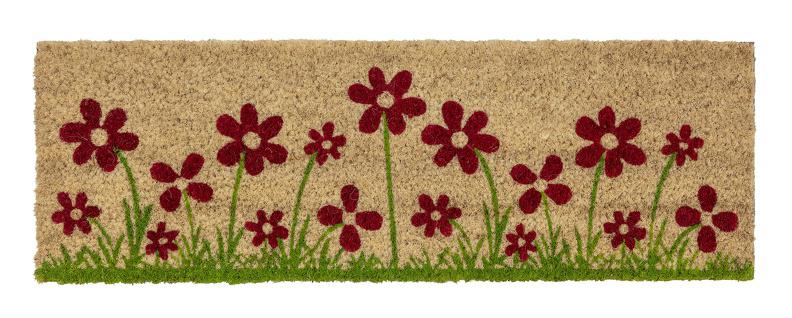 Coco Style Kokosmatte Türmatte Fußmatte 9126 14-1 Welcome Blumenwiese 25 x 75