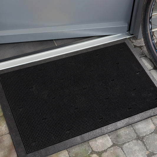 Border Pin Gummi Fußmatte schwarz 45 x 75 cm eckig