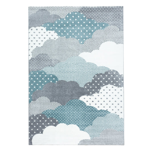 Bambi Kinder Teppich Design 820 – Wolkenmotiv in Blau oder Pink