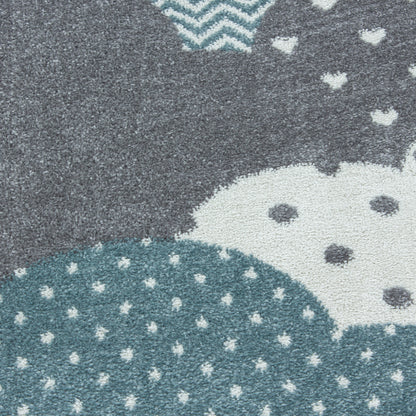 Bambi Kinder Läufer  Teppich Designe 820 Wolken in Blau oder Pink (80x150 cm)