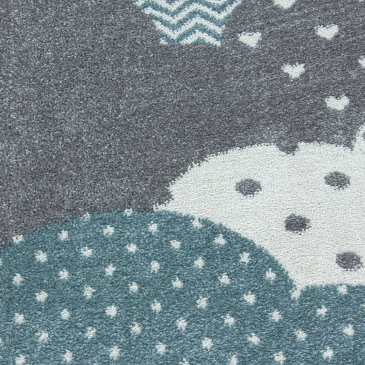 Bambi Kinder Läufer  Teppich Designe 820 Wolken in Blau oder Pink (80x150 cm)