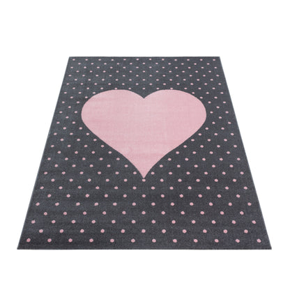 Bambi Kinder Teppich Design 830 – Herzmotiv in Pink 4 Größen