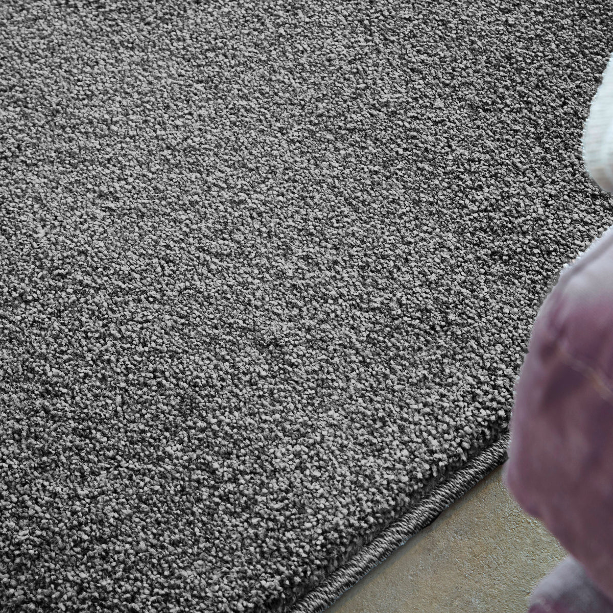 Samoa anthrazit – C.040 WM Web-Teppich  - Hochflor Uni - nach Maß, gekettelt