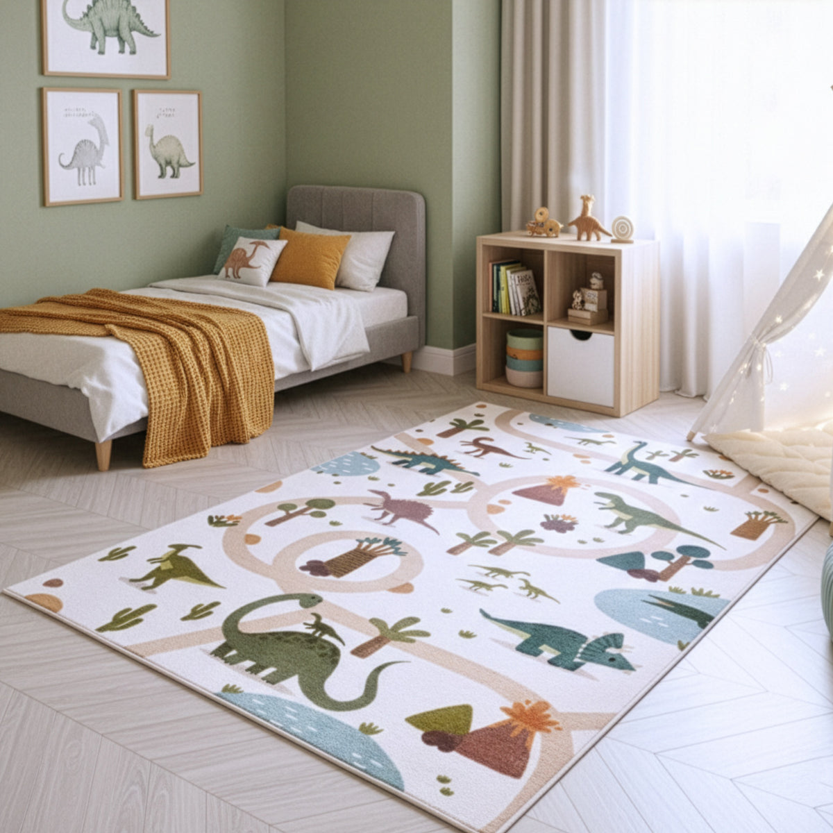 Kinderteppich Coco 1131 Dinos Creme in 4 Größen