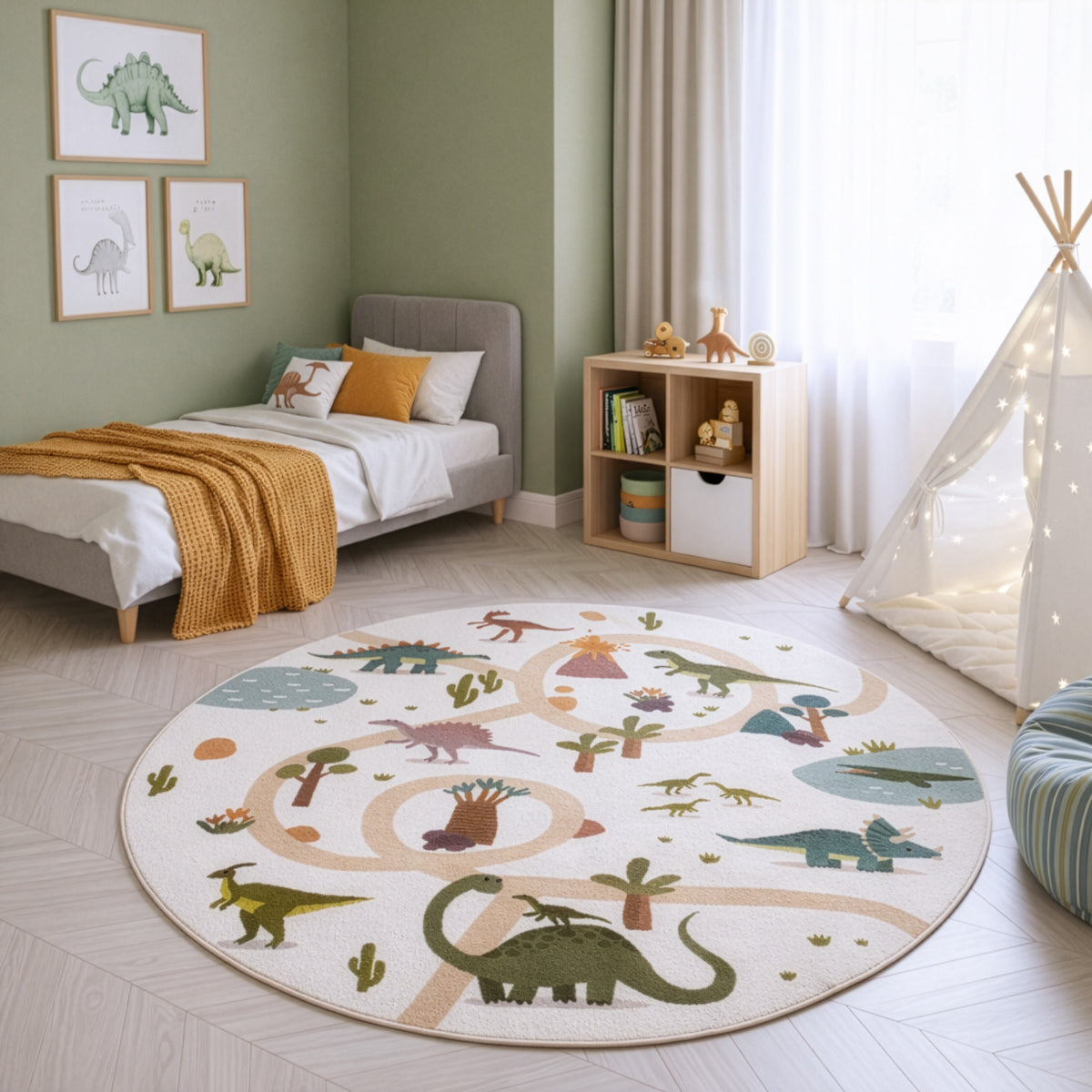 Kinderteppich Coco 1131 Dions Creme Rund in 3 Größen