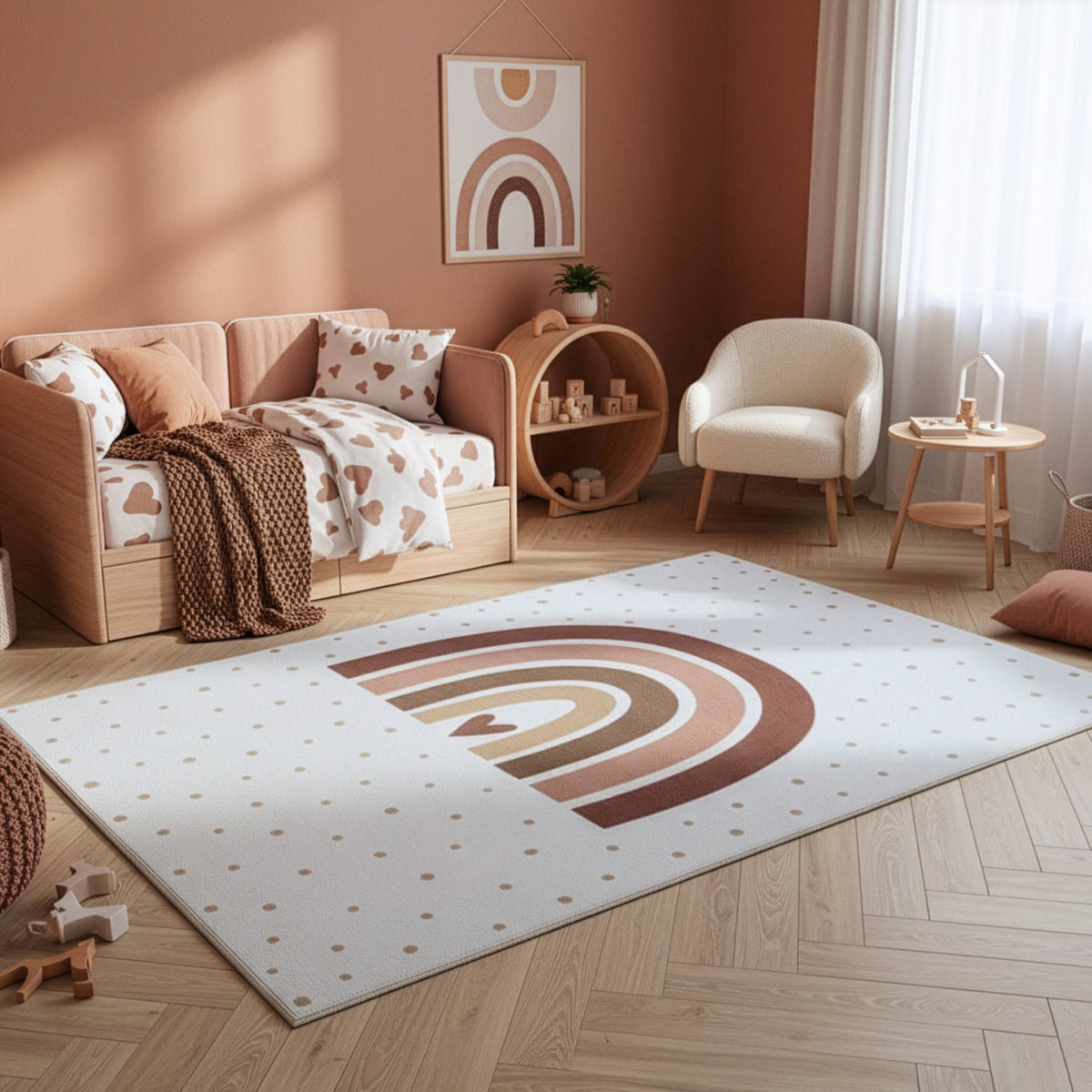 Kinderteppich Coco 1132 Regenbogen Creme in 4 Größen