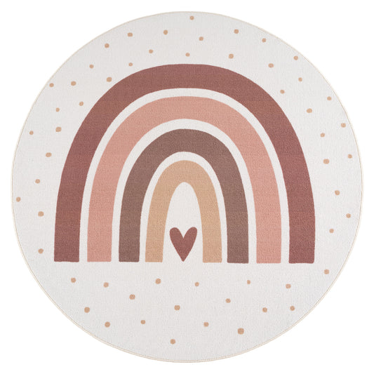 Kinderteppich Coco 1132 Regenbogen Creme Rund in 3 Größen