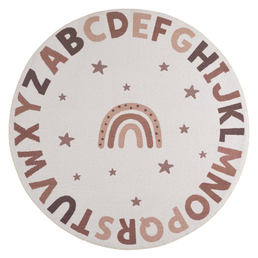 Kinderteppich Coco 1133 Alphabet Creme Rund in 3 Größen