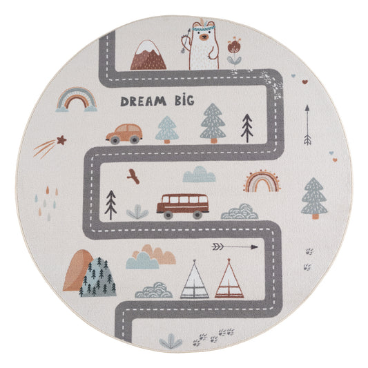 Kinderteppich Coco 1134 Straße Creme Rund in 3 Größen