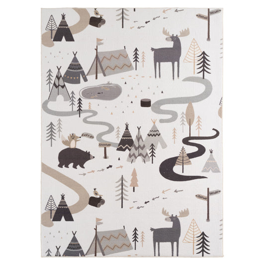 Kinderteppich Coco 1135 Wald Creme in 4 Größen