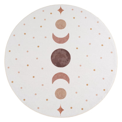 Kinderteppich Coco 1136 Sonne-Mond-Sterne Creme Rund in 3 Größen