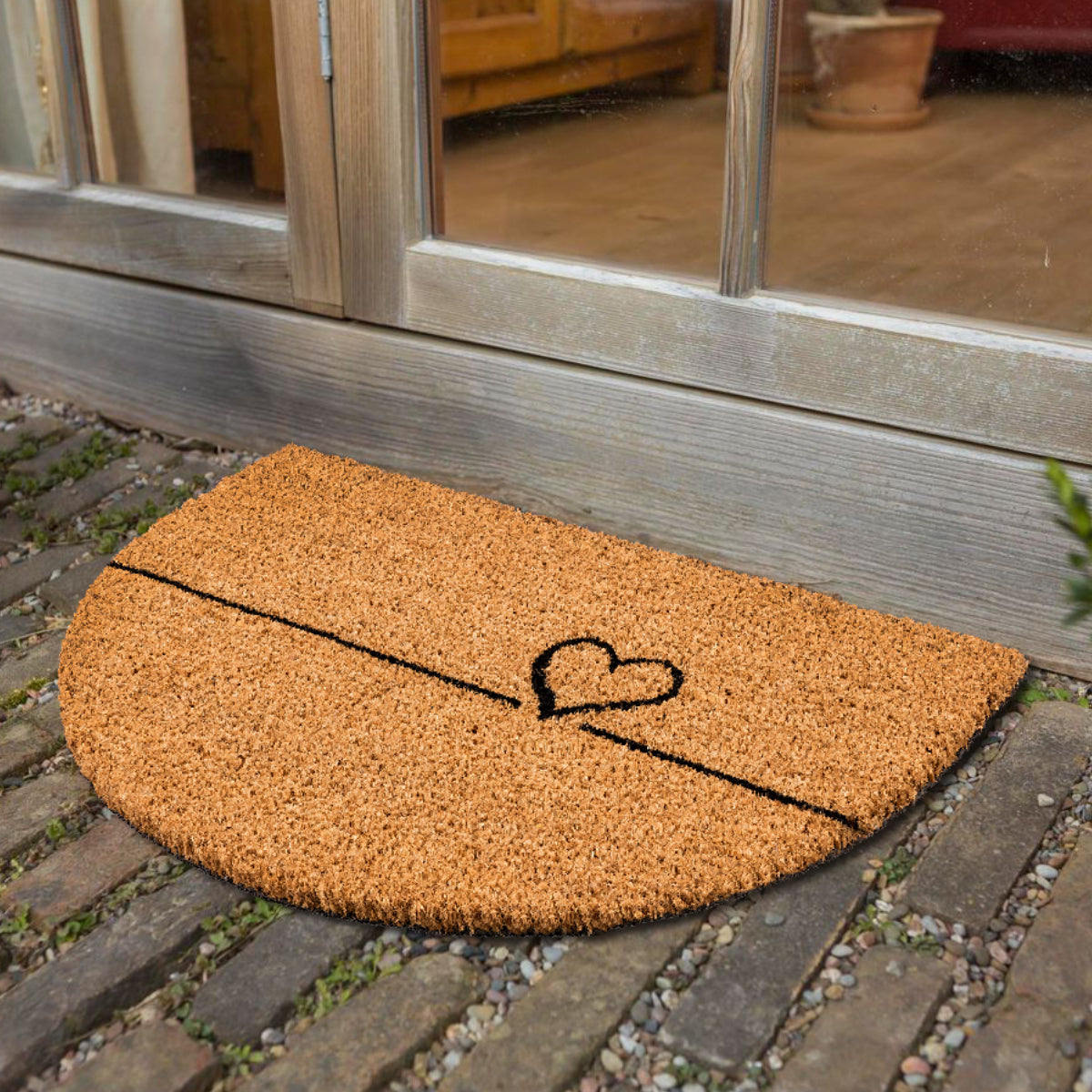 Coco Smart Fußmatte Kokos Herz 001 halbrund 40 x 60 cm