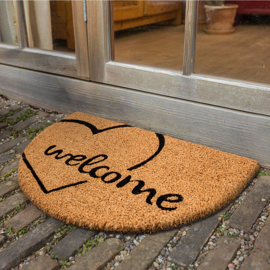 Coco Smart Kokos Vorleger  Welcome Herz 002 halbrund  40 x 60 cm