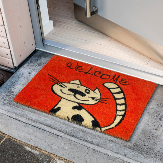 Coco Style Kokosmatte Türmatte Fußmatte 06 Welcome Katze  40 x 60 cm