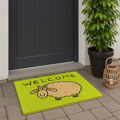 Coco Style Kokosmatte Türmatte Fußmatte 08 Welcome Schaf  40 x 60 cm