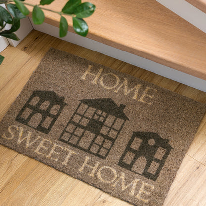Coco Style Kokosmatte Türmatte Fußmatte 010 Home Sweet Home grau 40 x 60 cm