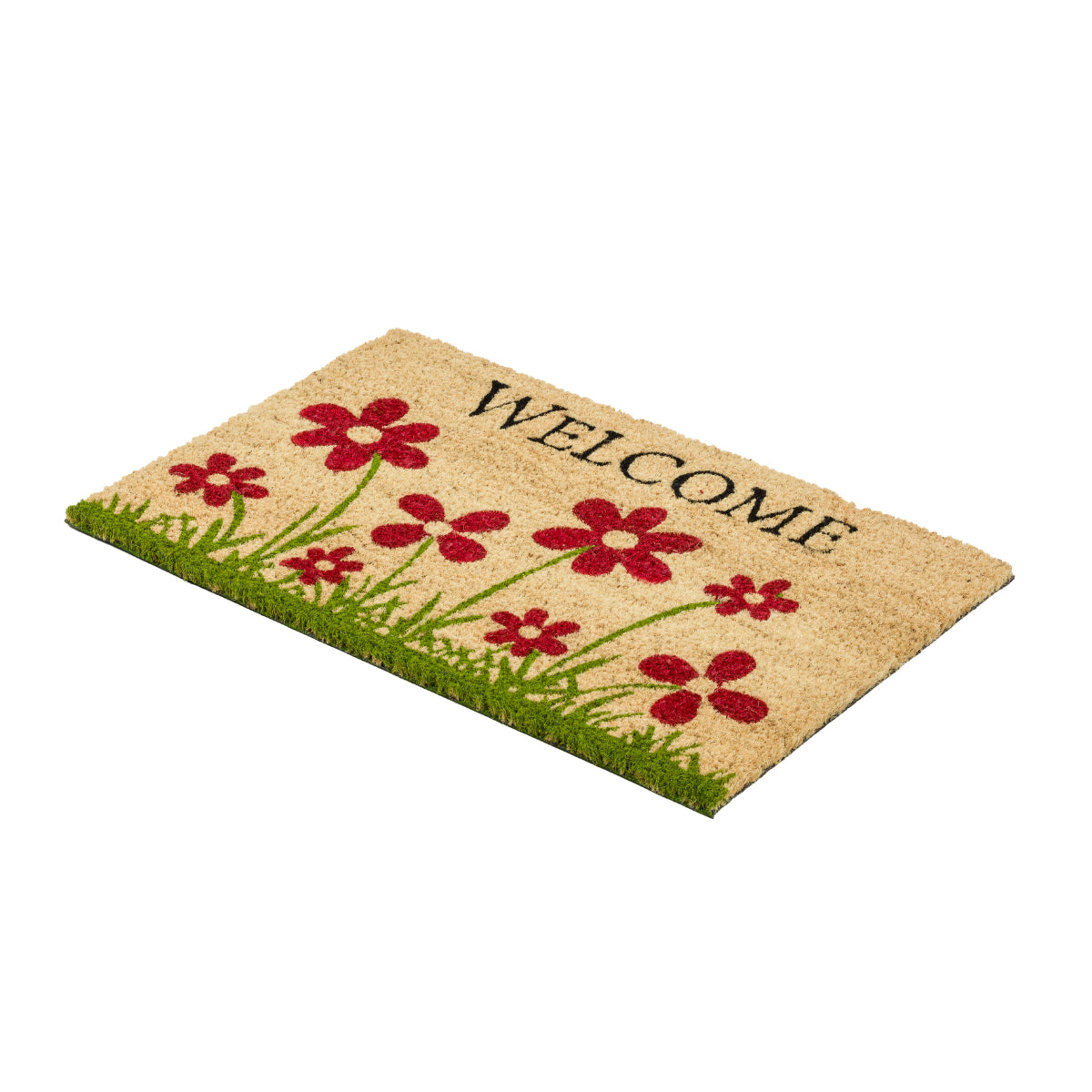 Coco Style Kokosmatte Türmatte Fußmatte 014 Welcome Blumenwiese  40 x 60 cm