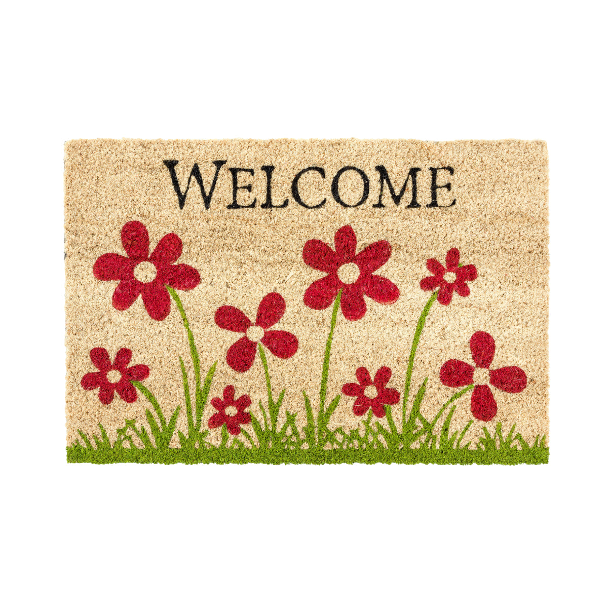 Coco Style Kokosmatte Türmatte Fußmatte 014 Welcome Blumenwiese  40 x 60 cm