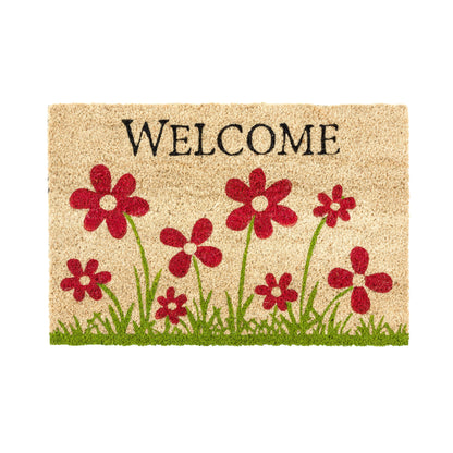 Coco Style Kokosmatte Türmatte Fußmatte 014 Welcome Blumenwiese  40 x 60 cm