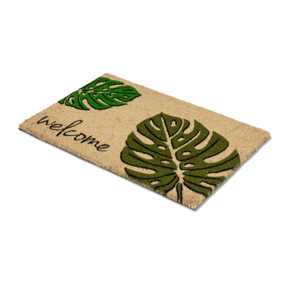 Coco Style Kokosmatte Türmatte Fußmatte 026 Monstera Welcome 40 x 60 cm
