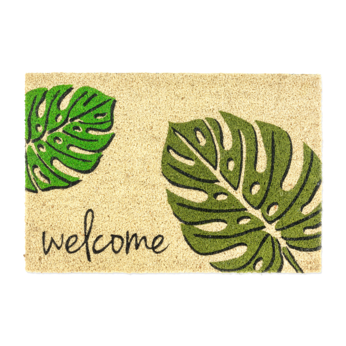 Coco Style Kokosmatte Türmatte Fußmatte 026 Monstera Welcome 40 x 60 cm
