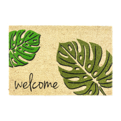 Coco Style Kokosmatte Türmatte Fußmatte 026 Monstera Welcome 40 x 60 cm