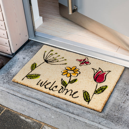 Coco Style Kokosmatte Türmatte Fußmatte 904 Blumen 40 x 60 cm