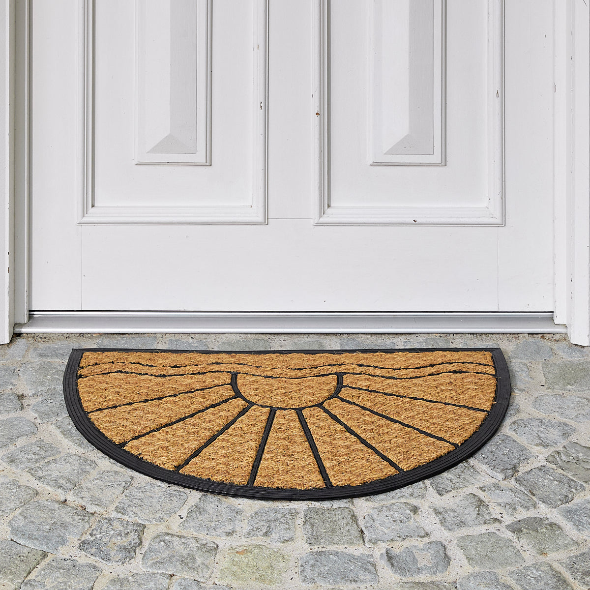 Kokosmatte Coco Deluxe Light D.04 Sonne halbrund 45 x 75 cm