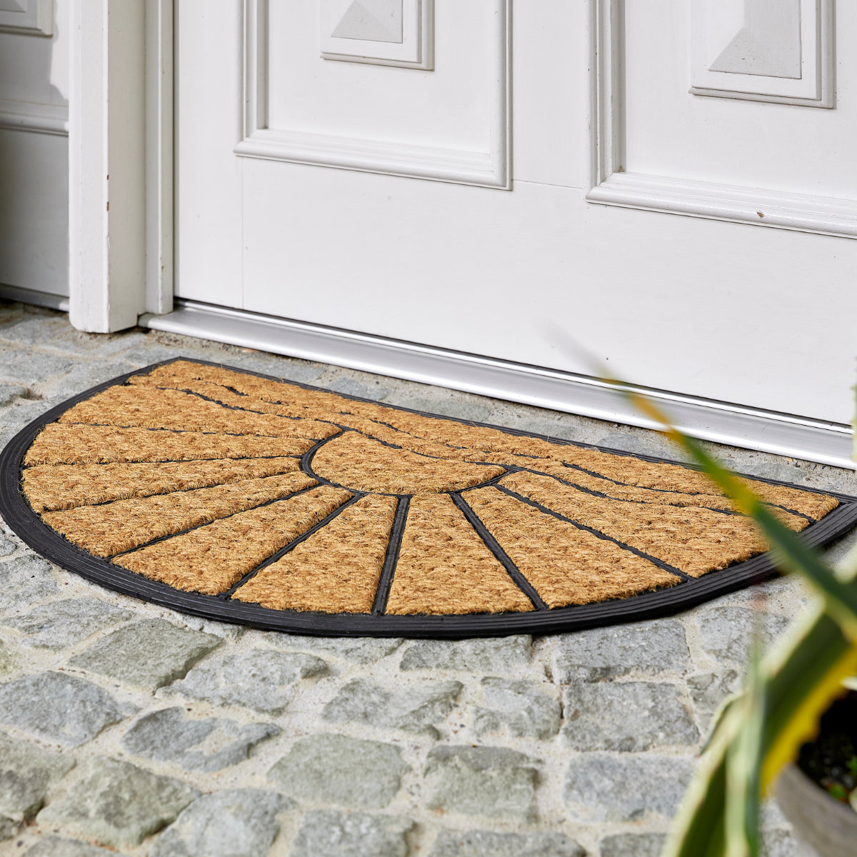 Kokosmatte Coco Deluxe Light D.04 Sonne halbrund 45 x 75 cm