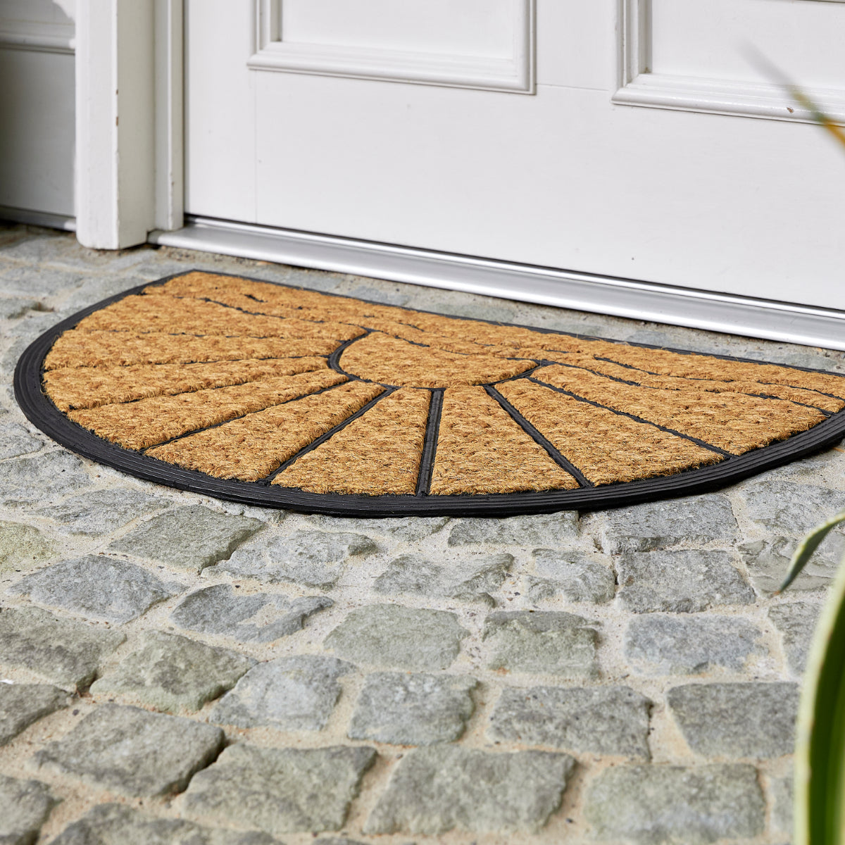 Kokosmatte Coco Deluxe Light D.04 Sonne halbrund 45 x 75 cm