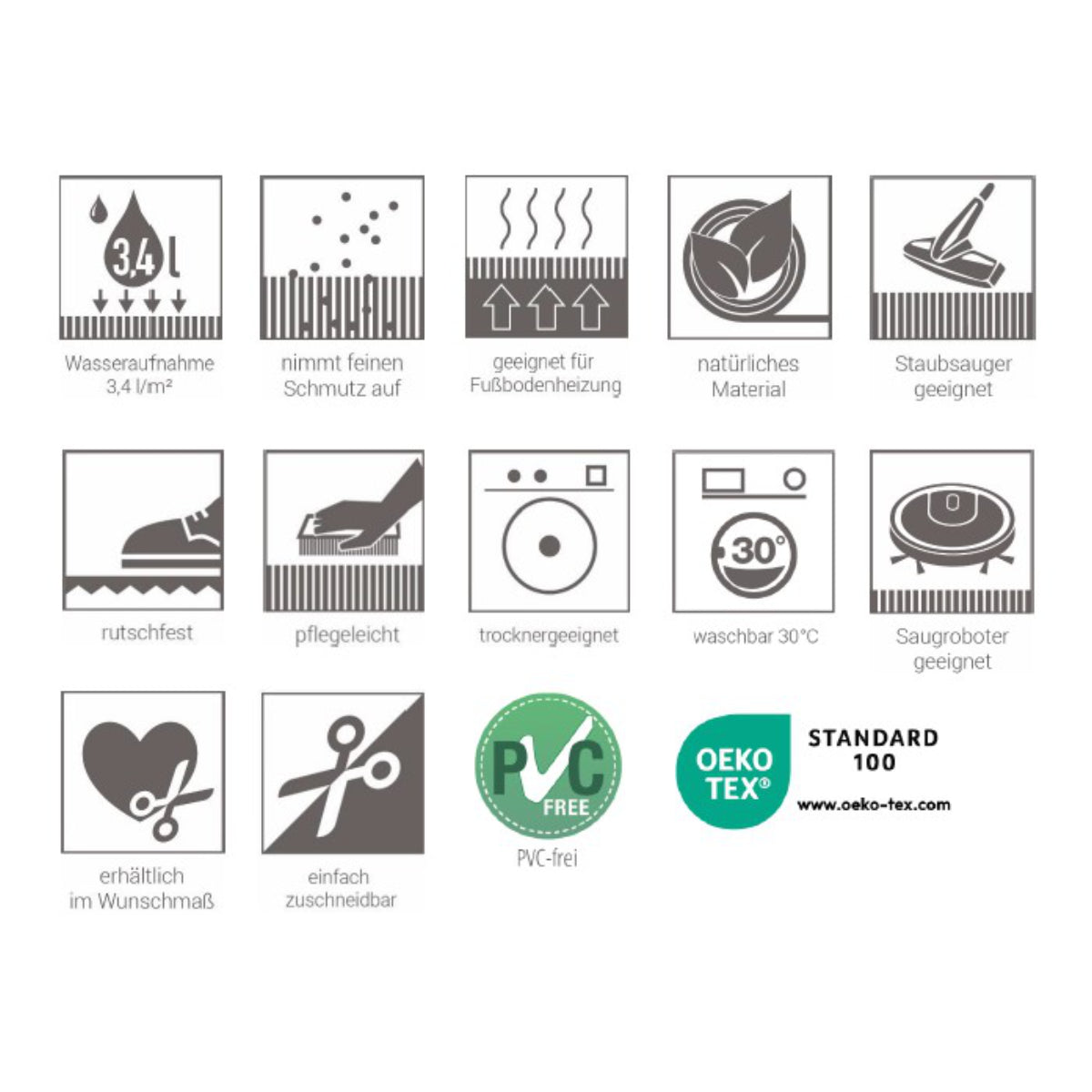 Entra Saugstark Baumwollmatte 044 Schwarz – saugstarke Schmutzfangmatte aus Baumwolle