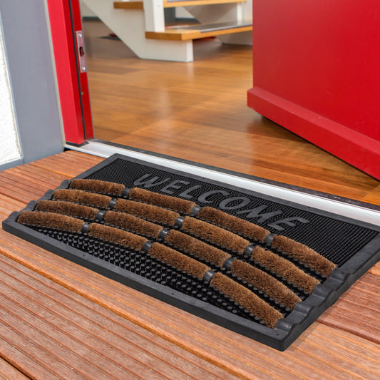 Rimini Kokosmatte Türmatte Fußmatte 002 Kokos-Gummi Welcome 40 x 60 cm