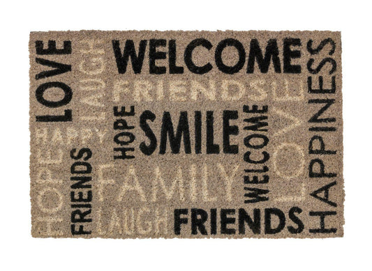 Coco Style Kokosmatte Türmatte Fußmatte 9126 16 Schriftzüge grau  40 x 60 cm