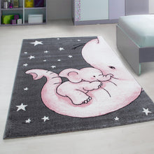 Laden Sie das Bild in den Galerie-Viewer, Kids Elefant Kinderteppich Teppich 560 2pink in 5 Größen